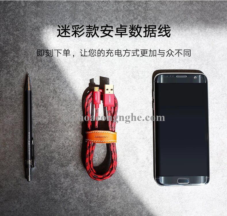 Ugreen 40396 0.5M màu Xanh dương Cáp sạc truyền dữ liệu USB 2.0 sang MICRO USB dây bọc lưới US246 30040396